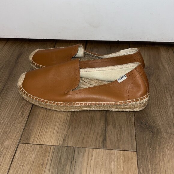 Soludos The Seville Smoking Slipper Platform Tan Congac Leather Size 8 - Picture 3 of 10